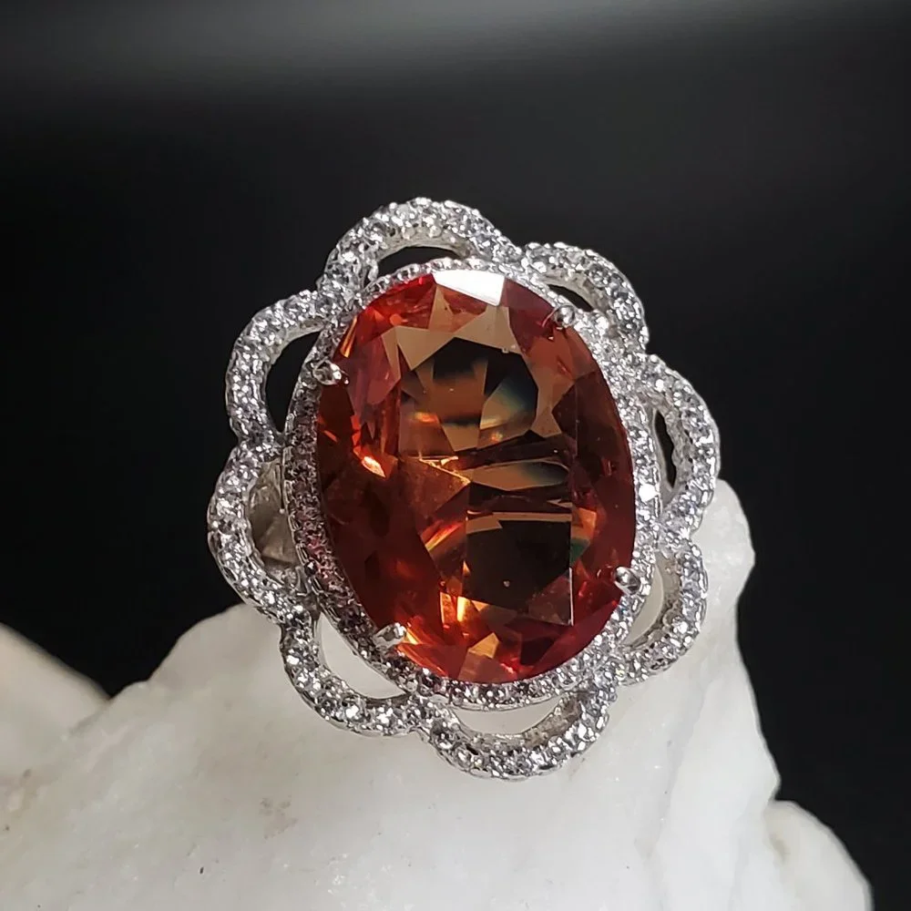 Sterling Silver 925 Ring Alexandrite Stone White Topaz Crystals Silverdmith